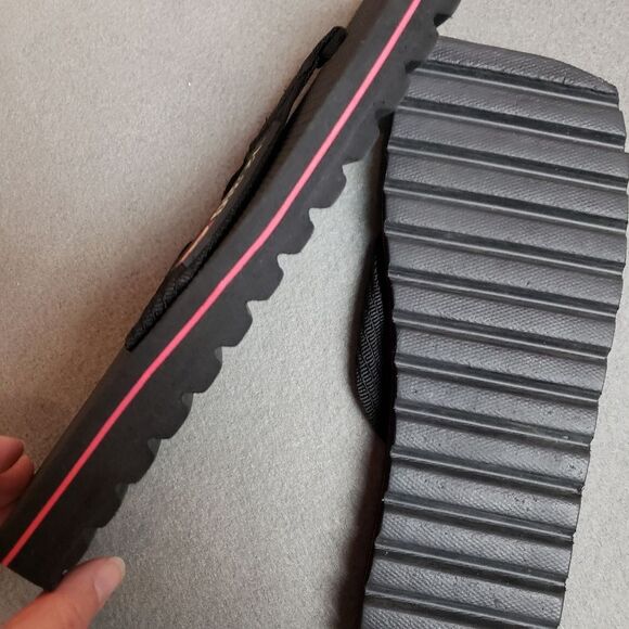 Rare Y2K Square Toe Black Diesel 8 Women or 6 Men Flip Flop Sandle Vtg Beach - Picture 9 of 13